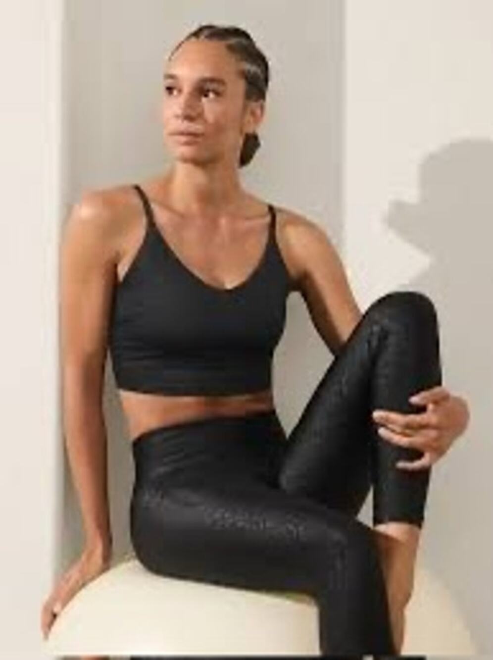 Athleta Black Leopard Print Sports Bra Top Women’s Large Strappy Activewear NWT